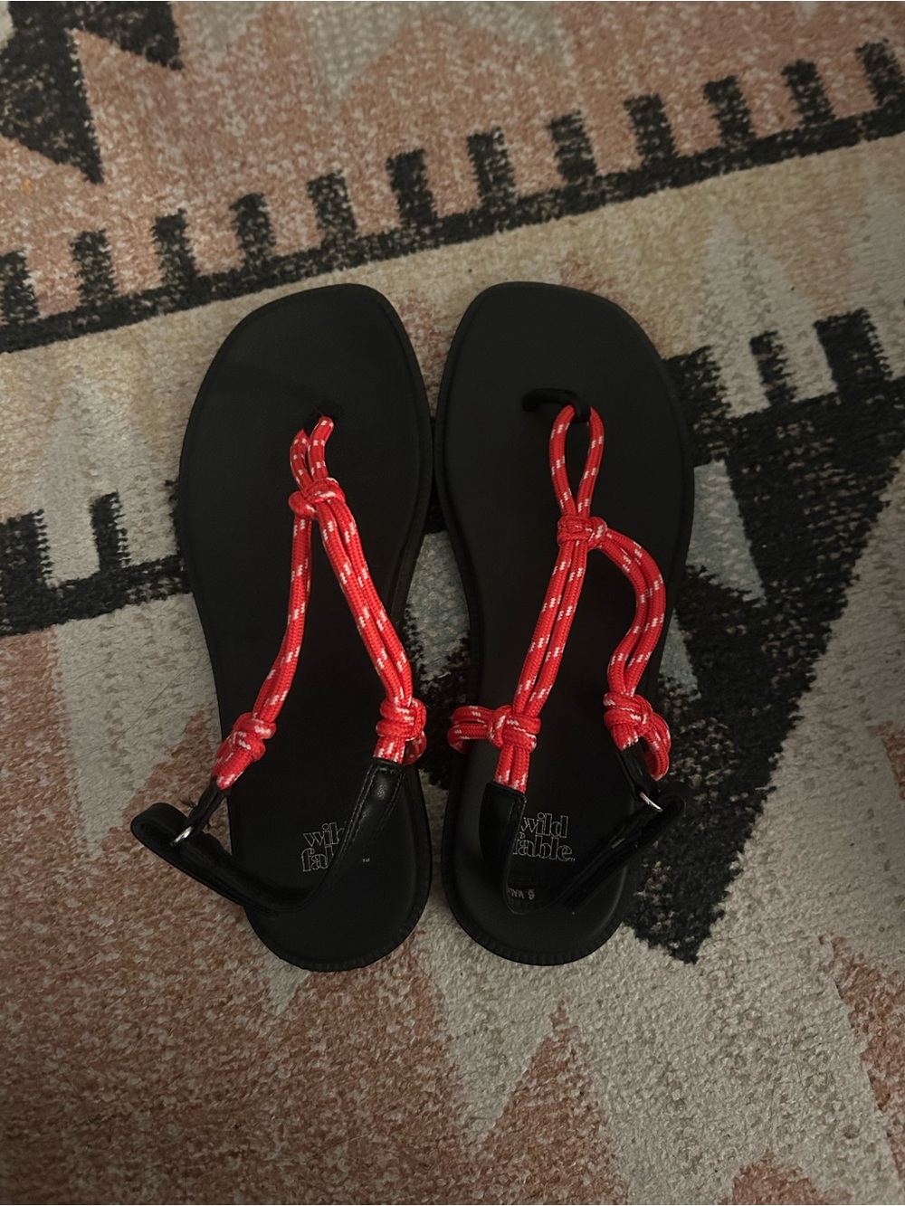 wild fable Black Sandals with Red Rope Straps